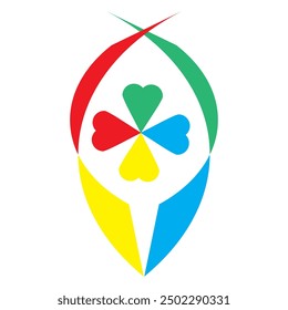 four leaf clover in multicolored color on white background