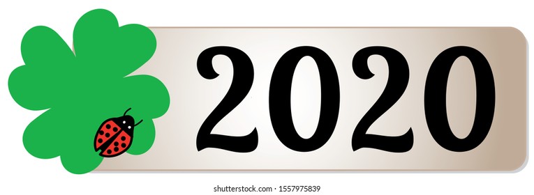 Four leaf clover on banner with 2020