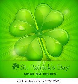 Four leaf clover on green background, vector illustration for St. Patrick's day