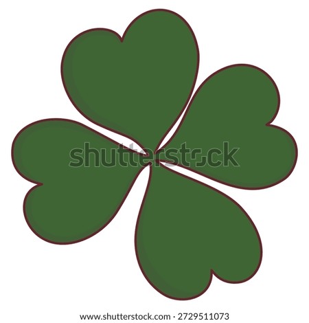 Four leaf clover on a heart shape icon symbolizing rare love and luck
