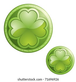 Four leaf clover on sphere button icon - design element