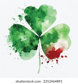 Four leaf clover with only three leaves, Watercolor Style Portrait