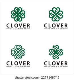 Four Leaf Clover Ornamental Logo Template Illustration Design. 