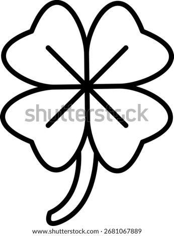 Four Leaf Clover Outline Vector Illustration