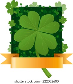 Four leaf clover pattern with banner vector illustration.