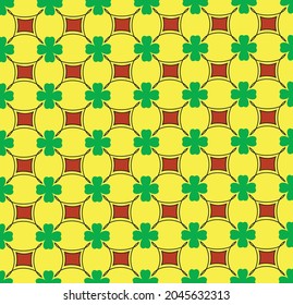 four leaf clover pattern in yellow background, by vektor design