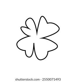 Four leaf clover plant ecology line style icon vector illustration design  thick line