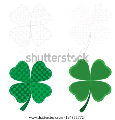 The Four Leaf Clover With Poker Signs Vector Drawing