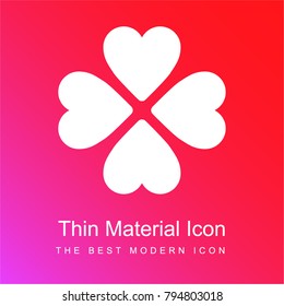 Four leaf clover red and pink gradient material white icon minimal design