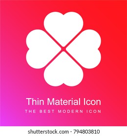 Four Leaf Clover red and pink gradient material white icon minimal design