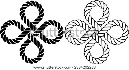 four leaf clover rope knot icon set