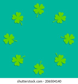 Four leaf clover round frame. Empty. Flat design. Vector illustration