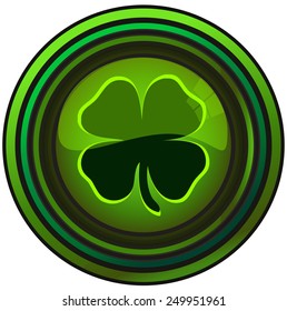 Four Leaf Clover Round Green Sign, Vector Illustration isolated on White Background. 