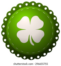 Four Leaf Clover Round Green Sign, Vector Illustration isolated on White Background.