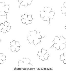 four leaf clover seamless pattern. st patricks day symbol. vector illustration hand drawn in doodle line art style