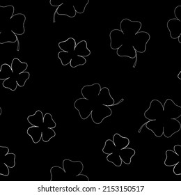 four leaf clover seamless pattern. st patricks day symbol. vector illustration hand drawn in doodle line art style.