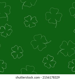 four leaf clover seamless pattern. st patricks day symbol. vector illustration hand drawn in doodle line art style