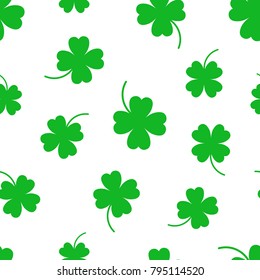 Four leaf clover seamless pattern background. Business flat vector illustration. Clover sign symbol pattern.