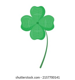 Four leaf clover semi flat color vector element. Full sized object on white. Symbol of Ireland. Brings good luck. Superstition simple cartoon style illustration for web graphic design and animation