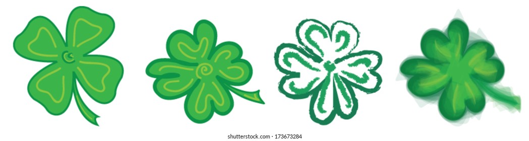 four leaf clover, set, vector illustration