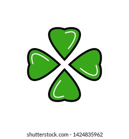 Four leaf clover, shamrock isolated on white background. Vector illustration.