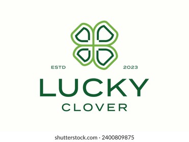 four leaf clover shamrock line art logo icon vector design