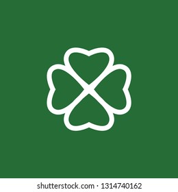 Four leaf clover, shamrock outline. St. Patrick's Day. Vector illustration.
