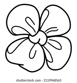 Four leaf clover shaped bow line art drawing vector illustration