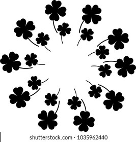 Four leaf clover silhouette circular frame