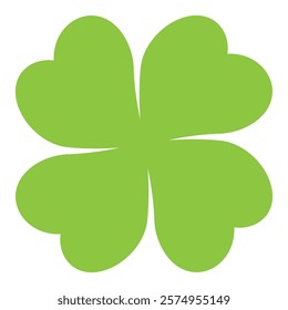 Four leaf clover silhouette symbol icon shape, vector illustration of green four leaf cloverleaf, isolated on white background