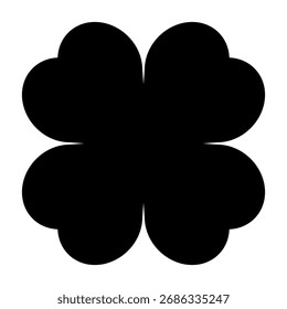 Four leaf clover silhouette symbol icon shape, illustration of four leaf cloverleaf, isolated on white background