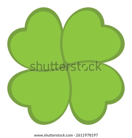 Four leaf clover silhouette symbol icon shape, vector illustration of green four leaf cloverleaf, isolated on white background