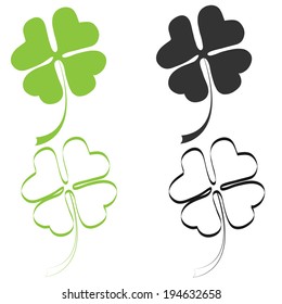 four leaf clover, silhouette. vector illustration