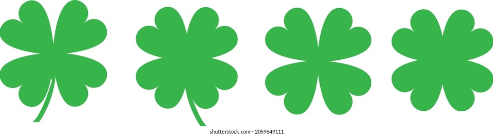 Four leaf clover simple icon set. Clover vector