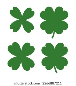 Four leaf clover simple icon set vector