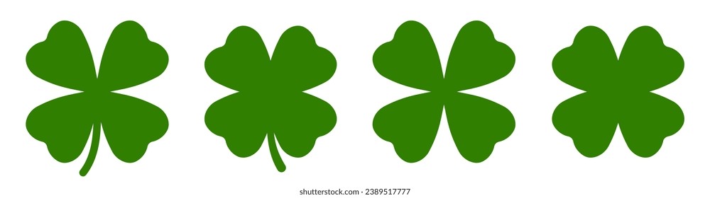 Four leaf clover simple icon set. Clover vector