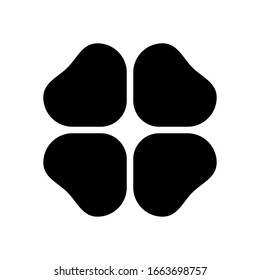 Four leaf clover, St Patricks Day sign. Black icon on white background