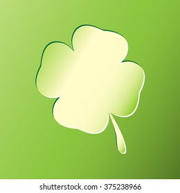 Four leaf clover, stamped, on the green background. Shamrock leaf. Vector shamrock icon, Clover leaf icon.