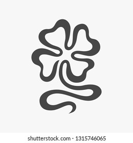 Four leaf clover symbol. Luck patrick's day illustration icon in flat line handwrite style. Fortune superstition symbol sign. Vector illustration.