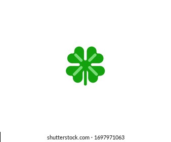 Four Leaf Clover vector flat icon. Ireland, Lucky Leaf. Isolated shamrock emoji illustration 