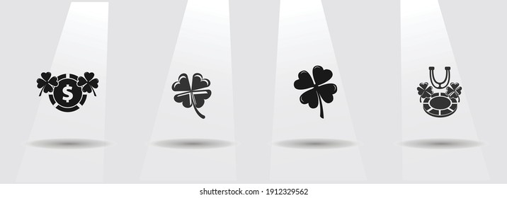 four leaf clover vector icon set, clover simple black icon