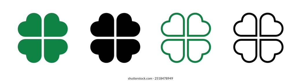 Four leaf clover vector icons