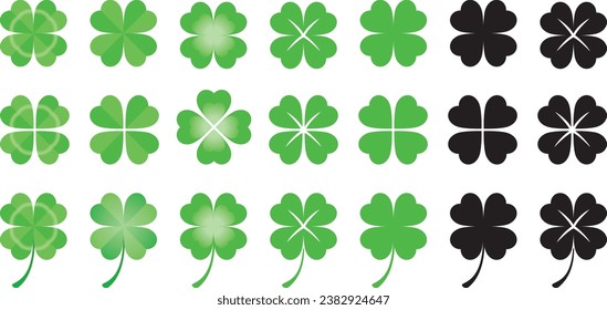 Four leaf clover vector illustration set
