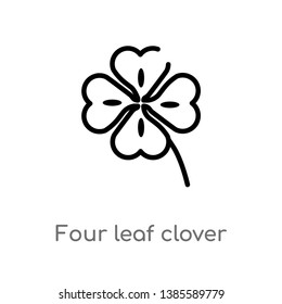 four leaf clover vector line icon. Simple element illustration. four leaf clover outline icon from nature concept. Can be used for web and mobile