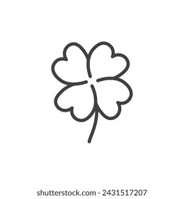 Four Leaf Clover Vector Line Icon illustration.