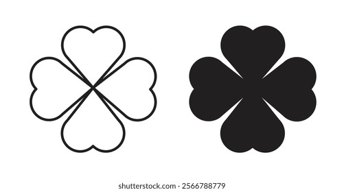 Four leaf clover vector line icon illustration