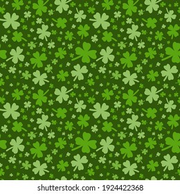 Four leaf clover vector seamless pattern.