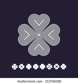 Four leaf clover, vector set, silhouette