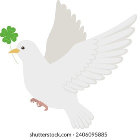 four leaf clover and white dove