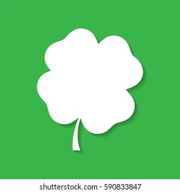 Four leaf clover white silhouette. Vector